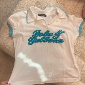 Cute Y2K dolce and gabbana sequin polo t shirt